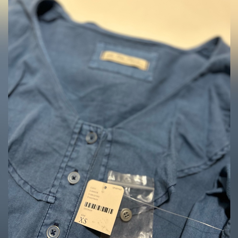 Free People Linen Amber Ruffle Top - Picture 3 of 4
